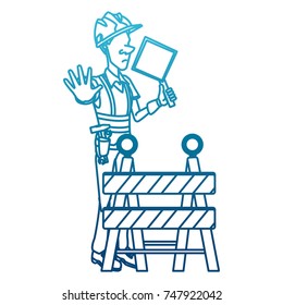 Cartoon worker with tool