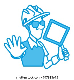 Cartoon worker with tool icon vector illustration graphic design