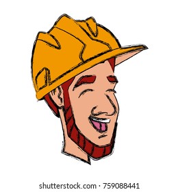 Cartoon worker with tool icon vector illustration graphic design