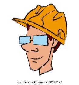 Cartoon worker with tool icon vector illustration graphic design