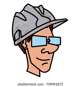 Cartoon worker with tool icon vector illustration graphic design