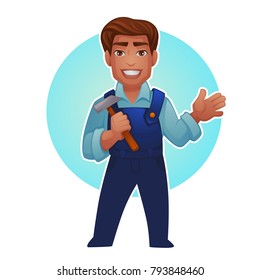 cartoon worker, vector proffessional man for your mascot