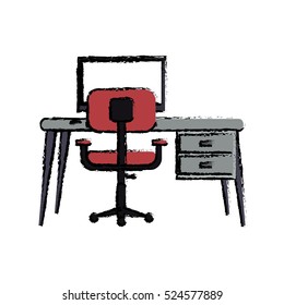 cartoon workplace modern pc pink armchair desk