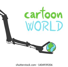 Cartoon world arm machine draw