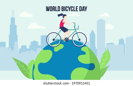 Cartoon World Bicycle Day Illustration 