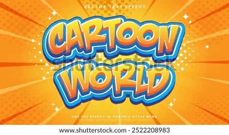 Cartoon world comic Style 3d editable text effect Template