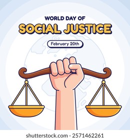 Cartoon world day of social justice illustration