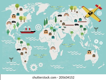 Cartoon world map