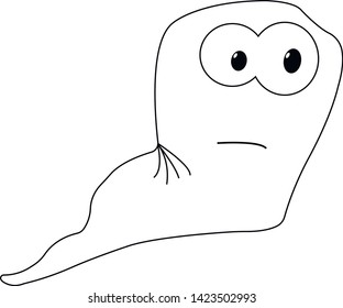 cartoon worm with big eyes crawling vector isolated illustration