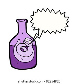 cartoon worm in bottle
