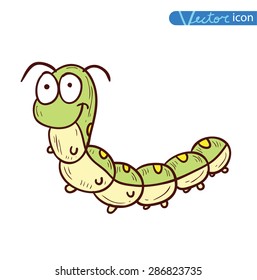  cartoon worm bug icon, vector illustration.