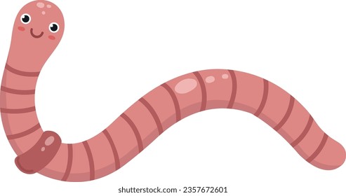 Cartoon worm character. Happy face animal mascot