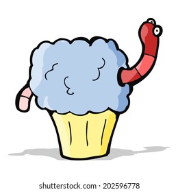 cartoon worm in cupcake