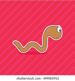 Cartoon worm isolated vector. Happy smiling snake hand drawn image.