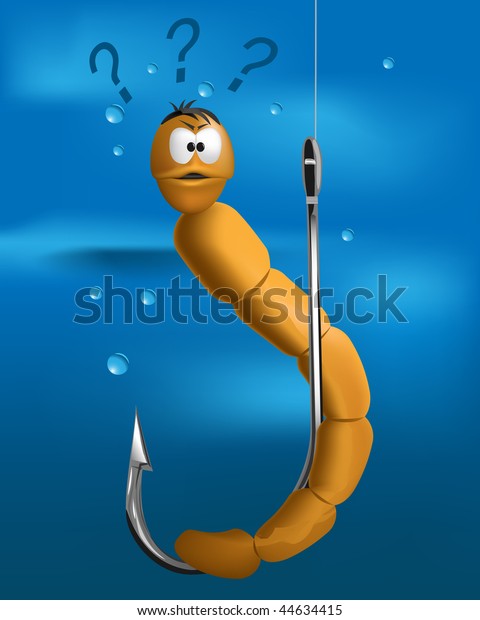 Cartoon Worm On Hook Water Stock Vector (Royalty Free) 44634415 ...