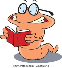 cartoon worm reading a book "bookworm"