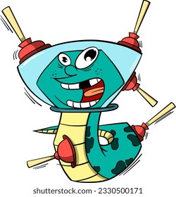 Cartoon Worm aus der Weltraum-Vektorgrafik.