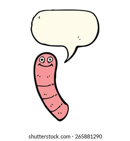 gusano de dibujos animados con burbuja de habla
