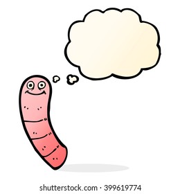 cartoon worm with thought bubble