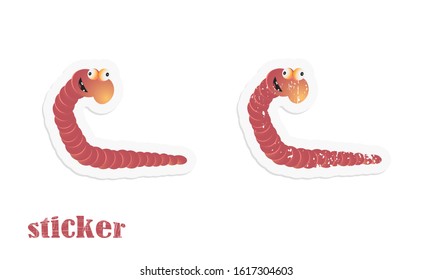 Cartoon worm. Vector illustration in the form of a sticker in modern and retro style.
