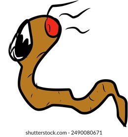 Cartoon worm with white background 