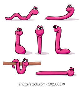 Cartoon worms with different poses 