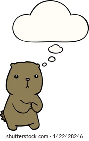 cartoon worried bear with thought bubble