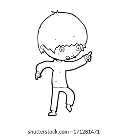 cartoon worried boy pointing