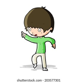 cartoon worried boy pointing