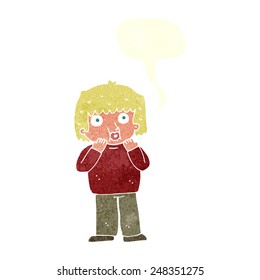 cartoon worried boy with speech bubble