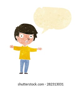 cartoon worried boy with speech bubble