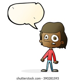 cartoon worried boy with speech bubble