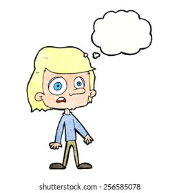 cartoon worried boy with thought bubble