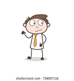 Cartoon Worried Employee Face Expression