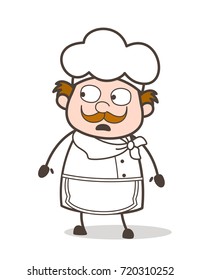 Cartoon Worried Expression of Old Chef