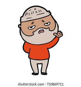 caricatura preocupada hombre con barba