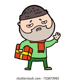 cartoon worried man with beard