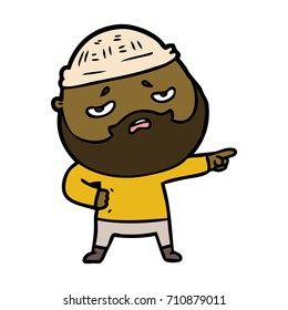 caricatura preocupada hombre con barba