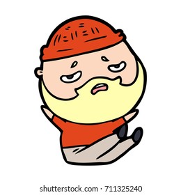caricatura preocupada hombre con barba