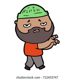 caricatura preocupada hombre con barba