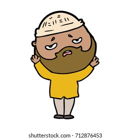 caricatura preocupada hombre con barba