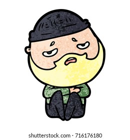 caricatura preocupada hombre con barba