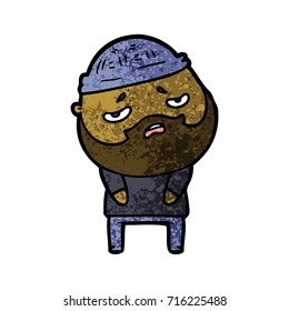 caricatura preocupada hombre con barba