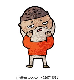 caricatura preocupada hombre con barba