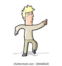 señalando a un hombre preocupado por la caricatura
