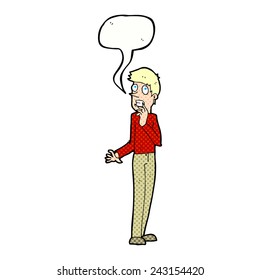 caricatura preocupada hombre con burbuja de habla