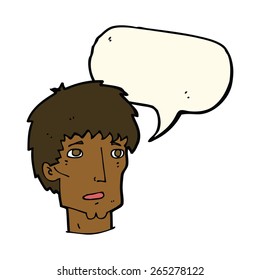 cartoon worried man with speech bubble