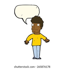 caricatura preocupada hombre con burbuja de habla
