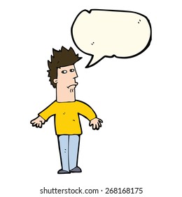 caricatura preocupada hombre con burbuja de habla
