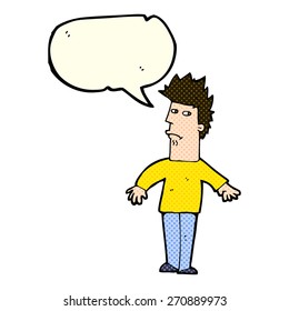 cartoon worried man with speech bubble